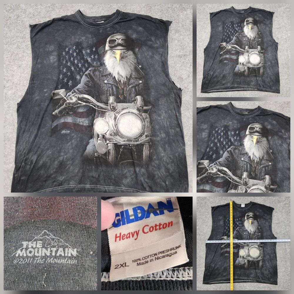 VTG The Mountain Mens 2XL Motorcycle American Eagle Tank Top Sleeveless T Shirt